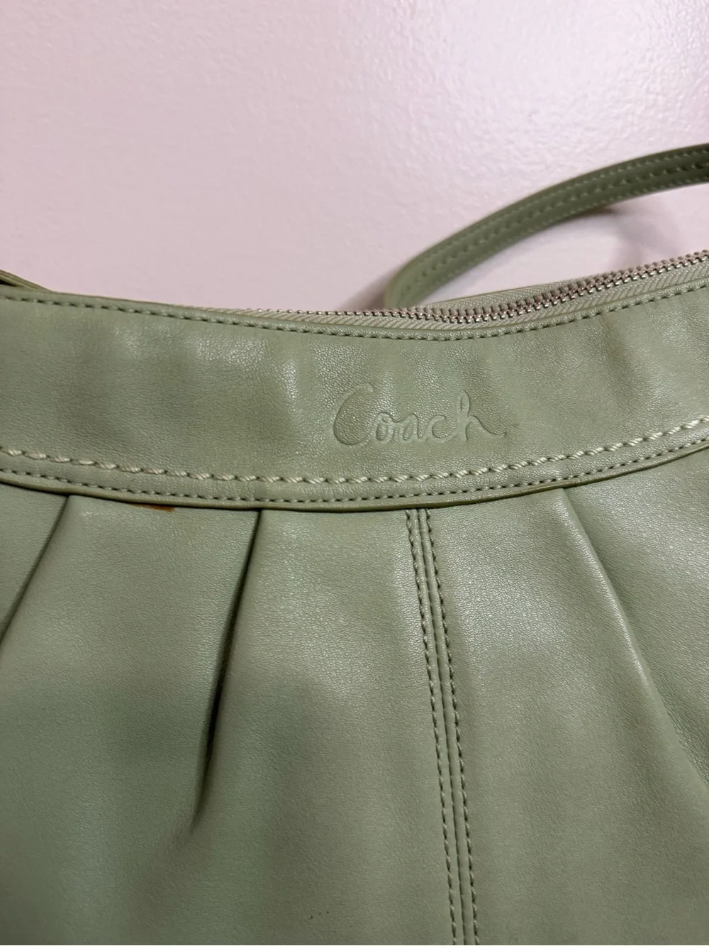Coach Y2K Sage Green Leather Shoulder Bag F13764